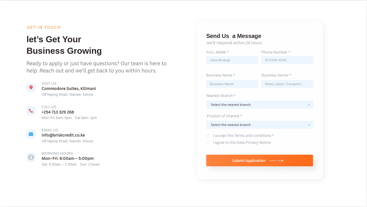 Brisk Credit contact support